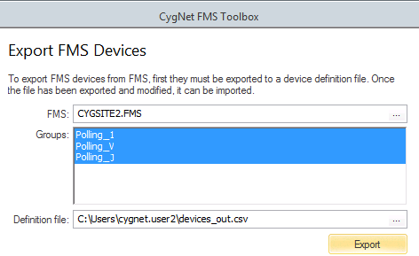 Exporting FMS Devices